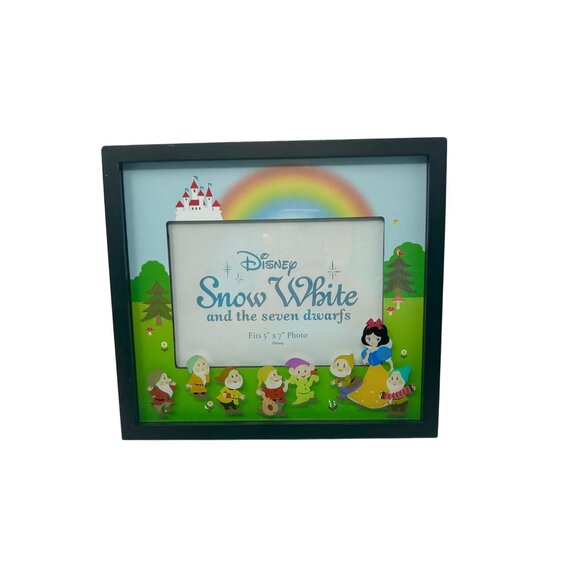 Disney Snow White & The Seven Dwarfs Photo Frame Rainbow Scene & Black Frame - Picture 1 of 8